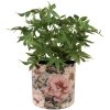 Clayre & Eef 65894 Bloempot ijzer grijs roze Ø 16x15 cm Romantisch design