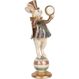 Clayre & Eef Decoratief Konijn met Klok Witgoud...