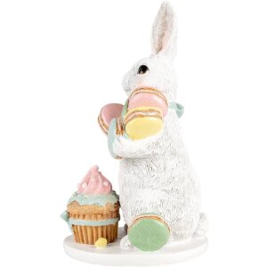Clayre & Eef Decoratie Konijn Wit Roze 13x15x25 cm Paasdecoratie
