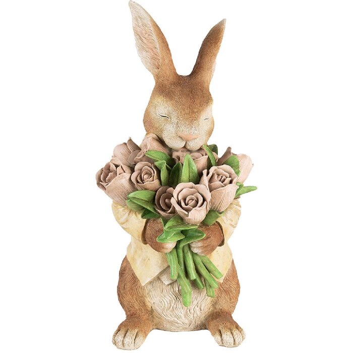 Clayre & Eef Decoratie Konijn Polyresin Bruin Beige 19x23x39 cm Landhuis