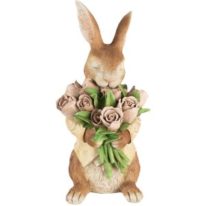 Clayre & Eef Decoratie Konijn Polyresin Bruin Beige 19x23x39 cm Landhuis