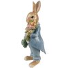 Clayre & Eef decoratief beeldje konijn landelijke stijl bruin blauw 11x10x26 cm
