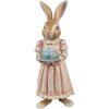 Clayre & Eef Decoratie Konijn Polyresin Bruin Roze 11x11x26 cm Landelijke stijl