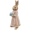 Clayre & Eef Decoratie Konijn Polyresin Bruin Roze 11x11x26 cm Landelijke stijl