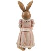 Clayre & Eef Decoratie Konijn Polyresin Bruin Roze 11x11x26 cm Landelijke stijl