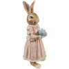 Clayre & Eef Decoratie Konijn Polyresin Bruin Roze 11x11x26 cm Landelijke stijl