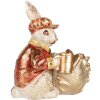Clayre & Eef Decoratief Konijn Beige Rood Goud 28x18x30 cm Paasdecoratie