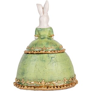 Clayre & Eef Sieradendoos Konijn Beige Groen 18x15x24 cm