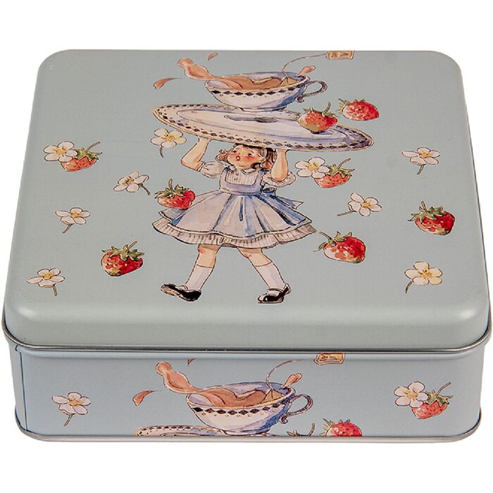 Clayre & Eef 6BL0139 Blik Blauw 17x17x6 cm Retro Vintage