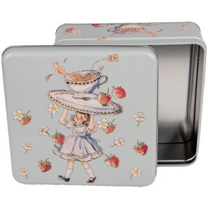 Clayre & Eef 6BL0139 Blik Blauw 17x17x6 cm Retro Vintage