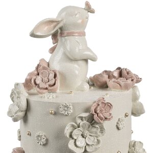 Clayre & Eef Decoratie Taart Ø 18x32 cm Wit Roze Goud Paasdecoratie