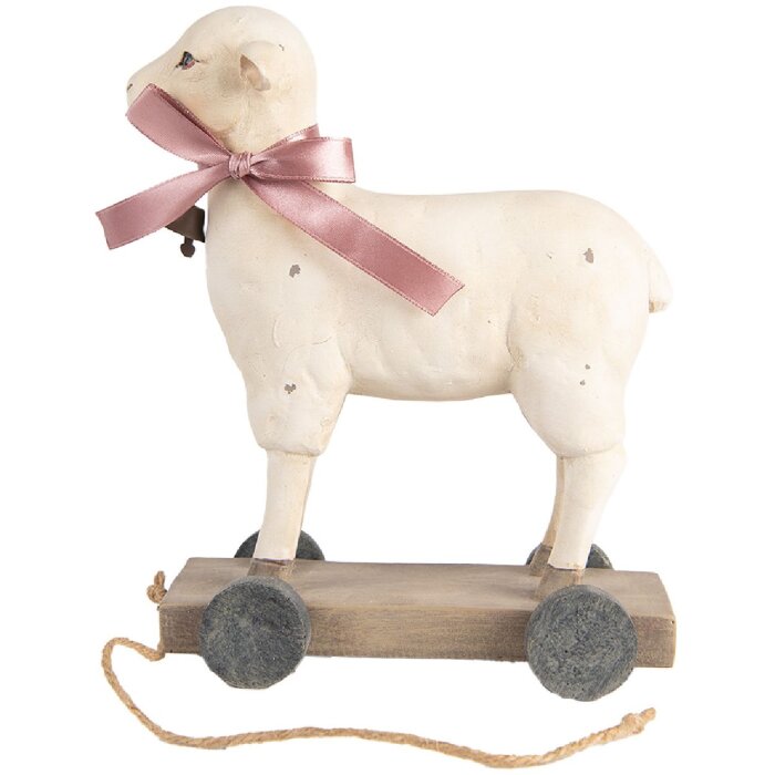 Clayre & Eef Decoratief Figuur Schaap Landelijke Stijl Polyresin Beige Bruin 17x9x20 cm