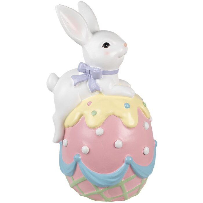 Clayre & Eef decoratief konijn op paasei pastel 32x28x55 cm landelijke stijl