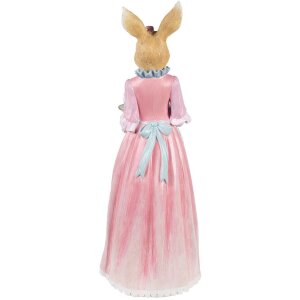 Clayre & Eef Decoratie Konijn Beige Roze 22x20x58 cm Polyresin Paasbeeldje