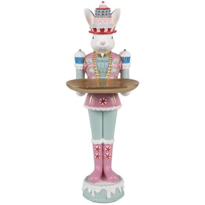 Clayre & Eef Decoratief Konijn Polyresin Wit Roze...