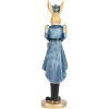 Clayre & Eef Decoratief Konijn Blauw Goud 5x5x18 cm Polyresin Paasbeeldje