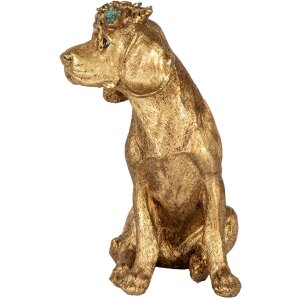Clayre & Eef decoratief beeldje hond goudkleurig...