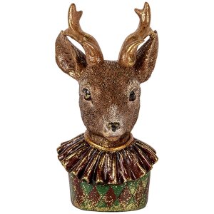 Clayre & Eef Decoratie Hertenbuste Bruin Rood Goud...