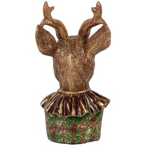 Clayre & Eef Decoratie Hertenbuste Bruin Rood Goud 13x11x22 cm Vintage Look