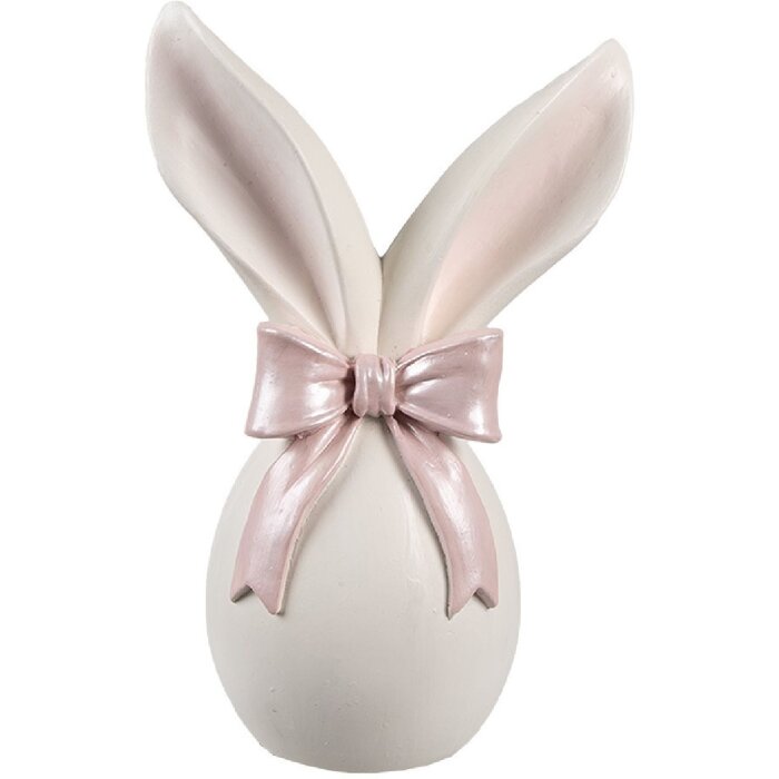 Clayre & Eef Decoratief Konijn Wit Roze 12x8x18 cm Polyresin Pasen Lente