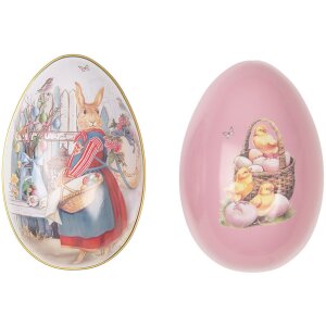 Clayre & Eef Decoratieve Eieren IJzer Wit Roze 8x13 cm Nostalgische Paasdecoratie