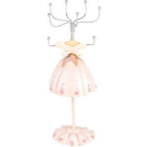 Clayre & Eef Sieradenstandaard Ø 7x19 cm Roze Romantisch design met hart details
