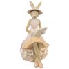 Clayre & Eef Decoratie Konijn 10x9x17 cm Beige Roze Polyresin