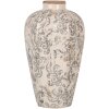 Clayre & Eef Vaas Ø 21x35 cm Beige Grijs Keramiek Landelijke Stijl Elegante Decoratie