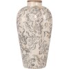 Clayre & Eef Vaas Ø 21x35 cm Beige Grijs Keramiek Landelijke Stijl Elegante Decoratie