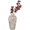Clayre & Eef Vaas Ø 21x35 cm Beige Grijs Keramiek Landelijke Stijl Elegante Decoratie