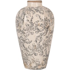 Clayre & Eef 6CE1934S Vaas keramiek beige grijs 17x30...
