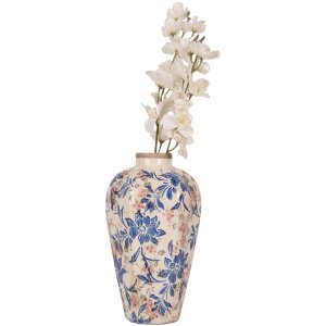 Clayre & Eef 6CE1935S Vaas Landelijke Stijl Beige Blauw Ø17x30 cm Keramiek