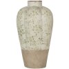 Clayre & Eef Vaas Keramiek Beige Groen Ø 24x38 cm Landelijke stijl