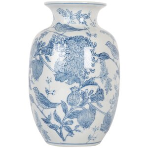 Clayre & Eef 6CE2100 Vaas Wit Blauw Ø 14x23 cm...