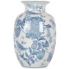 Clayre & Eef 6CE2100 Vaas Wit Blauw Ø 14x23 cm Keramiek met patroon