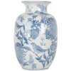 Clayre & Eef 6CE2100 Vaas Wit Blauw Ø 14x23 cm Keramiek met patroon