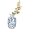 Clayre & Eef 6CE2100 Vaas Wit Blauw Ø 14x23 cm Keramiek met patroon