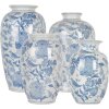 Clayre & Eef 6CE2100 Vaas Wit Blauw Ø 14x23 cm Keramiek met patroon