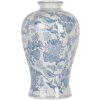 Clayre & Eef 6CE2101 Vaas wit-blauw Ø 17x32 cm keramiek bloemmotief