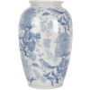 Clayre & Eef 6CE2102 Vaas keramiek wit-blauw Ø 17x27 cm Botanische stijl