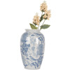 Clayre & Eef 6CE2102 Vaas keramiek wit-blauw Ø 17x27 cm Botanische stijl