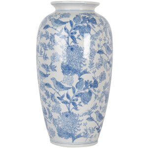 Clayre & Eef 6CE2103 Vaas keramiek wit-blauw Ø 19x37 cm