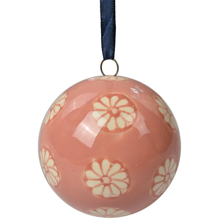 Clayre & Eef 6CE2104S Decoratiebal Ø6 cm Keramiek Decoratiebal Roze Beige