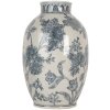Clayre & Eef 6CE2075 Vaas Wit Blauw Keramiek Ø22x36 cm Boheemse Stijl