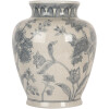 Clayre & Eef 6CE2076 Vaas wit-blauw Ø 23x29 cm keramiek met bloemenpatroon