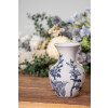 Clayre & Eef 6CE2077 Vaas Wit-Blauw Ø 10x16 cm Keramiek Boho Design