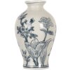 Clayre & Eef 6CE2078 Vaas Wit-Blauw Ø 9x15 cm Keramiek Vintage Design