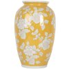 Clayre & Eef 6CE2088 Vaas Geel-Wit Ø 17x27 cm Keramiek Retro Vintage Stijl