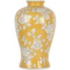 Clayre & Eef 6CE2089 Vaas Retro Keramiek Vaas Geel Wit Ø19xH32 cm