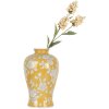 Clayre & Eef 6CE2089 Vaas Retro Keramiek Vaas Geel Wit Ø19xH32 cm